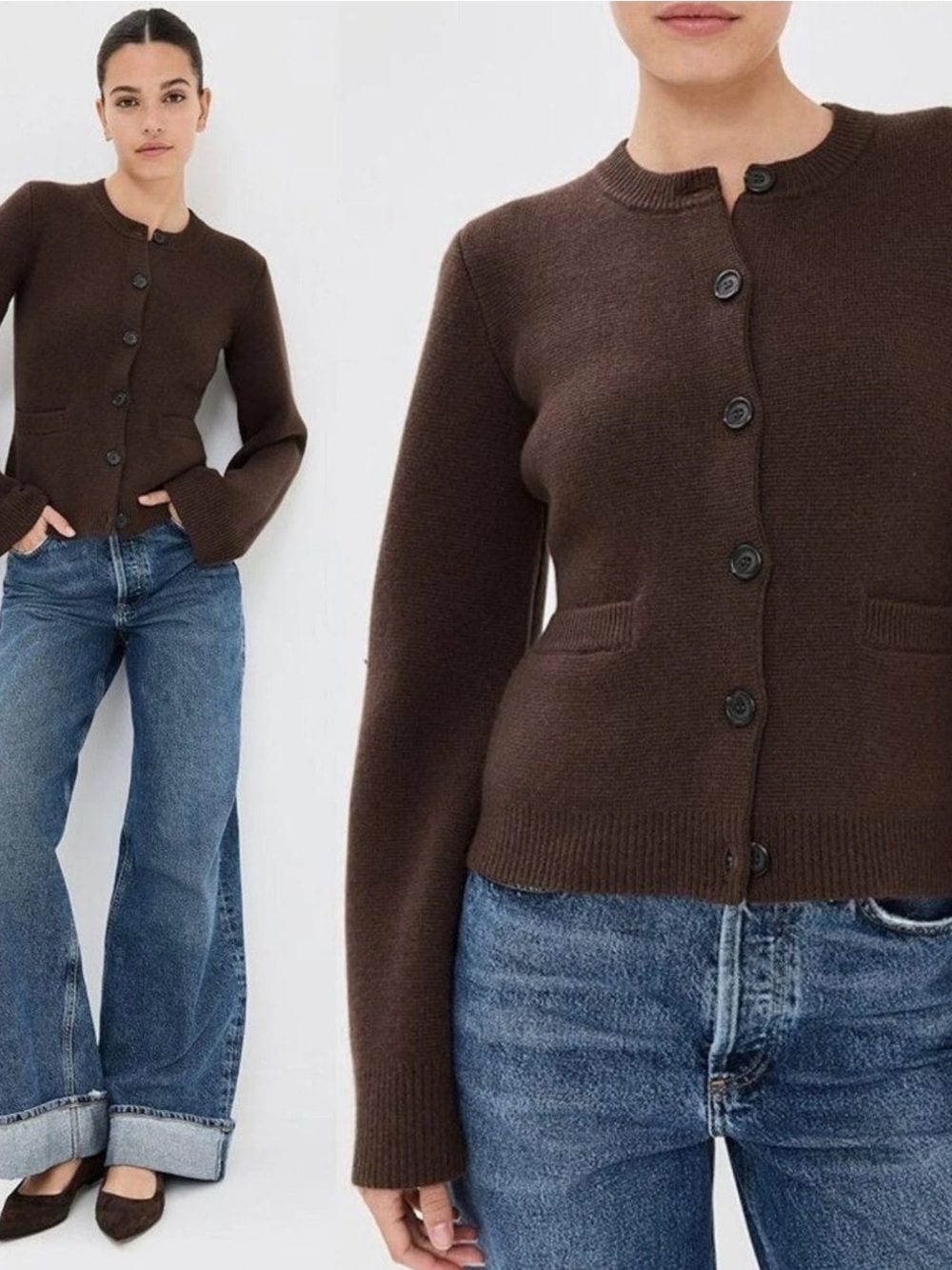 Jenni Kayne Cooper Cardigan Size XS Brown Button Down Wool Cashmere Sweater